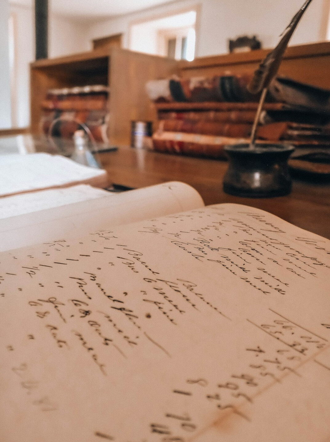 researcher studying documents